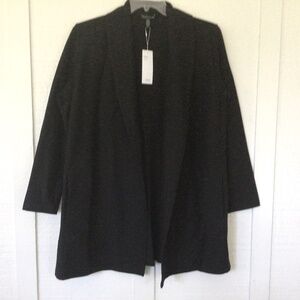 Women’s Eileen Fisher stretch tencel shawl collar jacket large black pockets